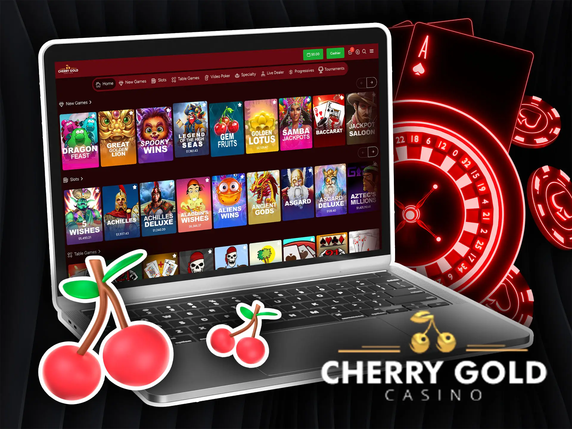Types of games at Cherry Gold Casino.