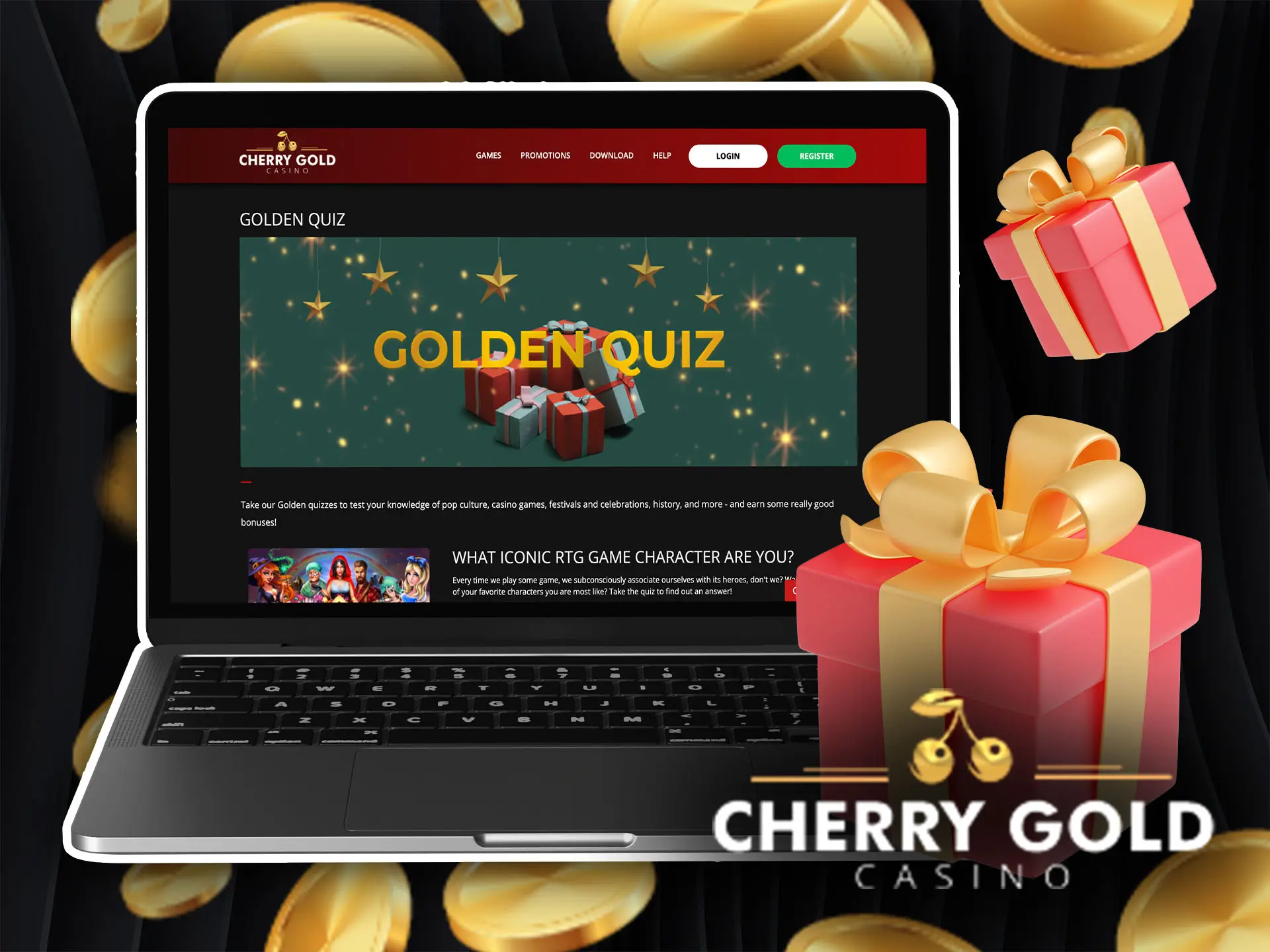 Quizzes casino bonus in Cherry Gold Casino.