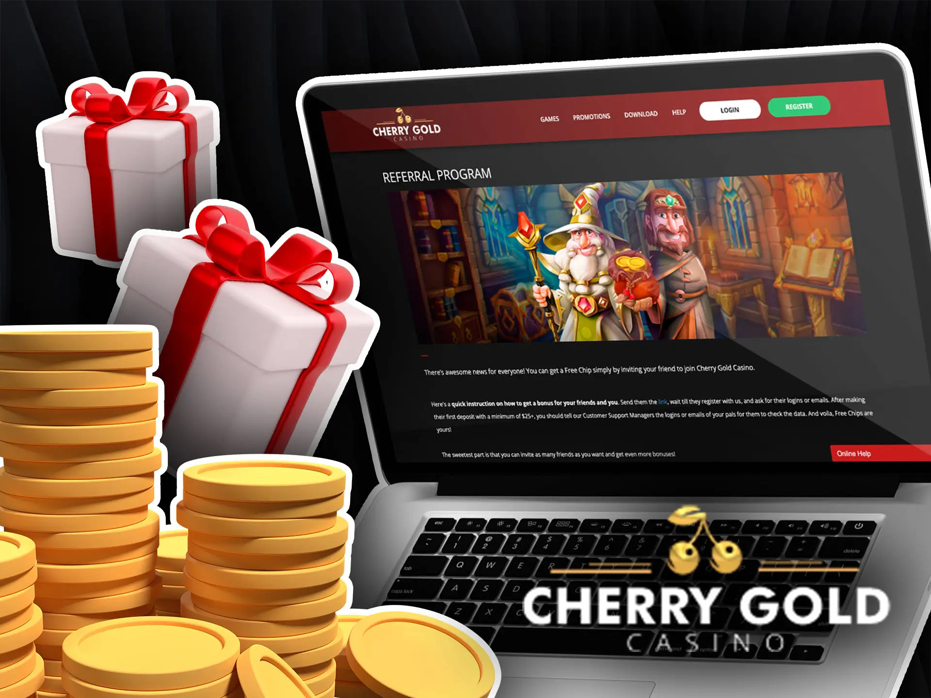 Referral bonus at Cherry Gold Casino for Australia.