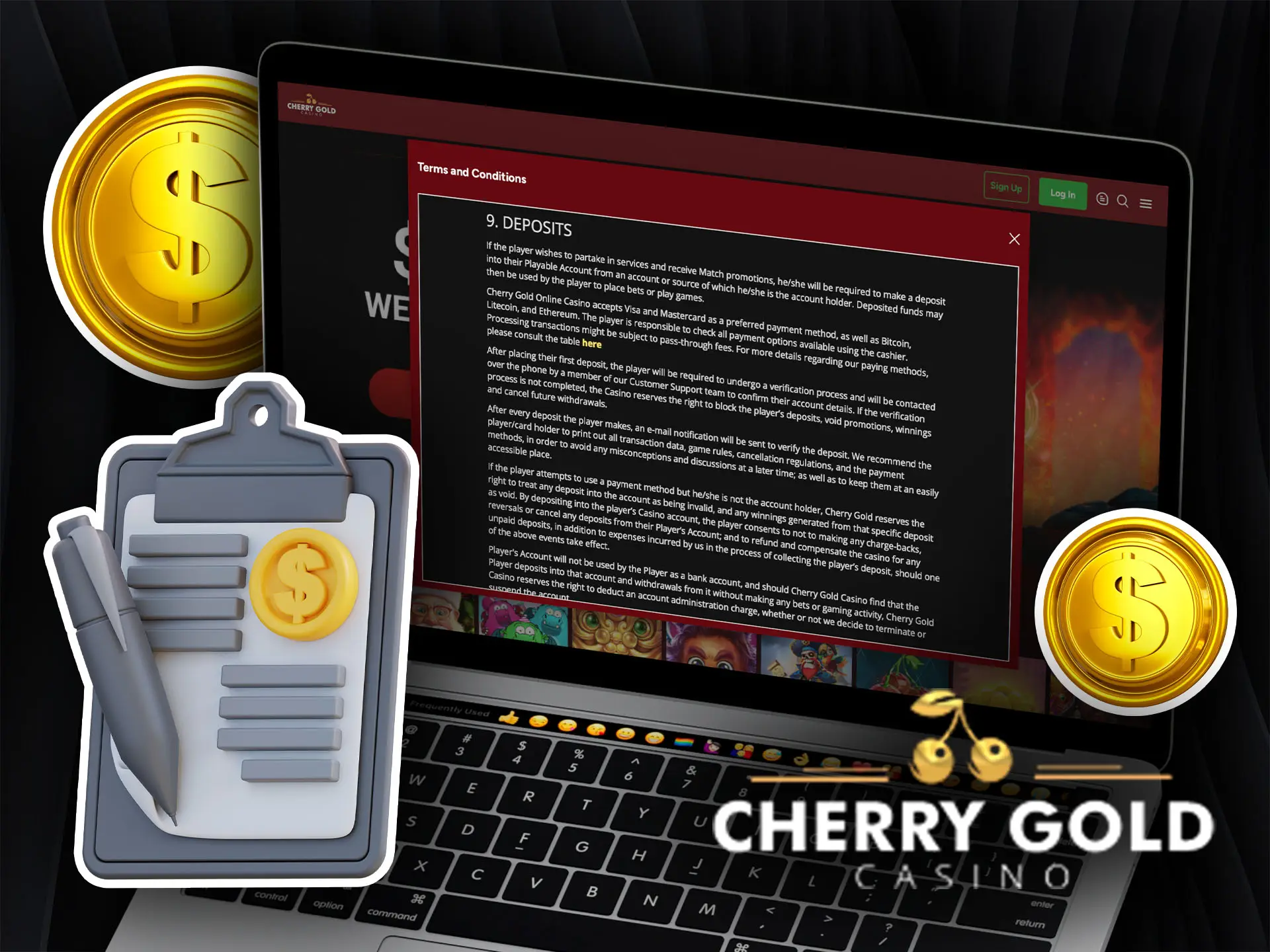 Deposit conditions at Cherry Gold Casino.