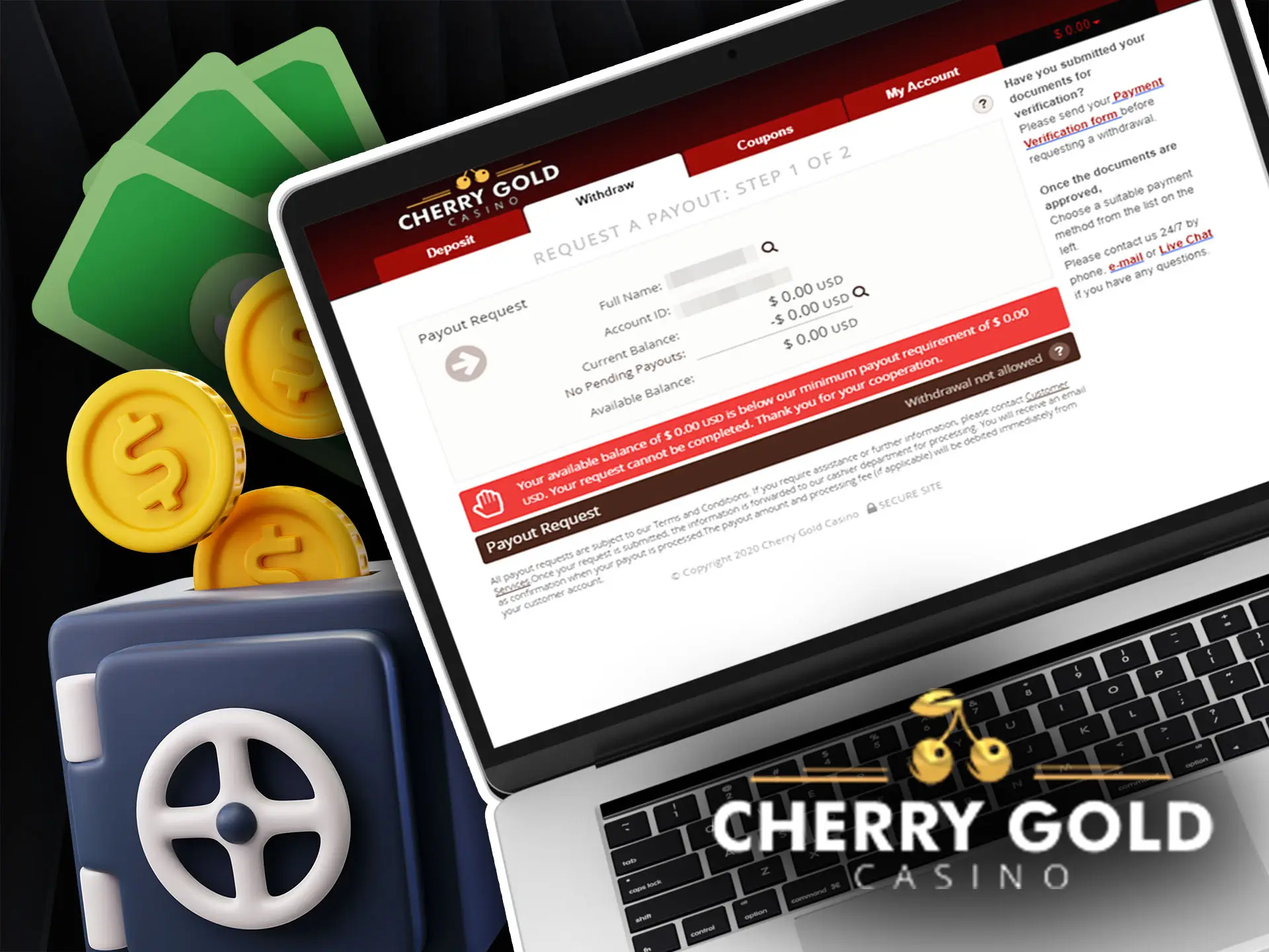 How to withdraw money from Cherry Gold Casino.