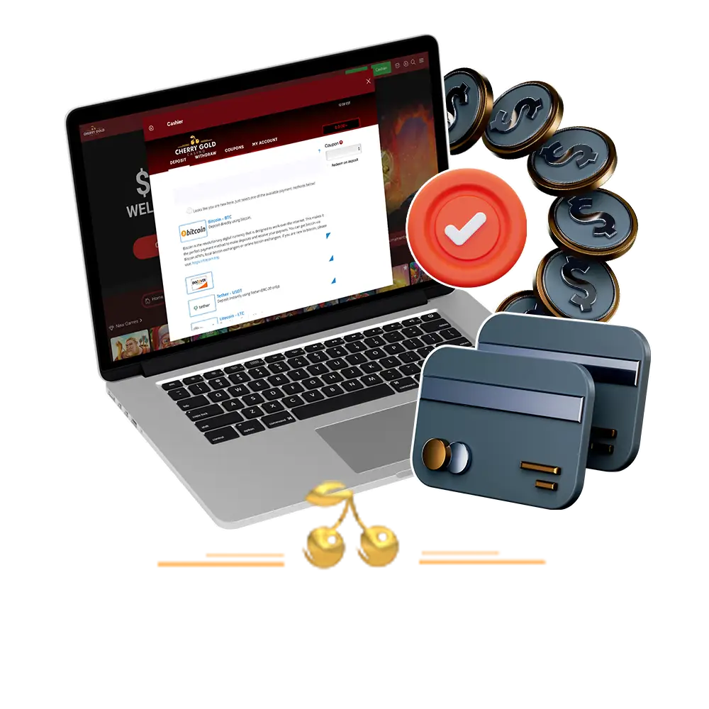 Deposit and Withdrawal at Cherry Gold Casino in Australia.