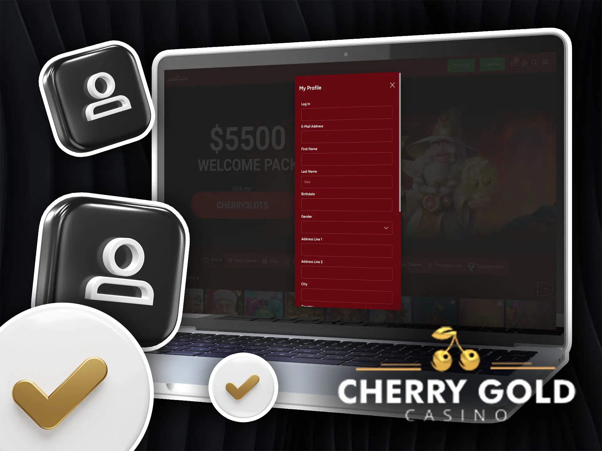 Go through verification at Cherry Gold Casino.