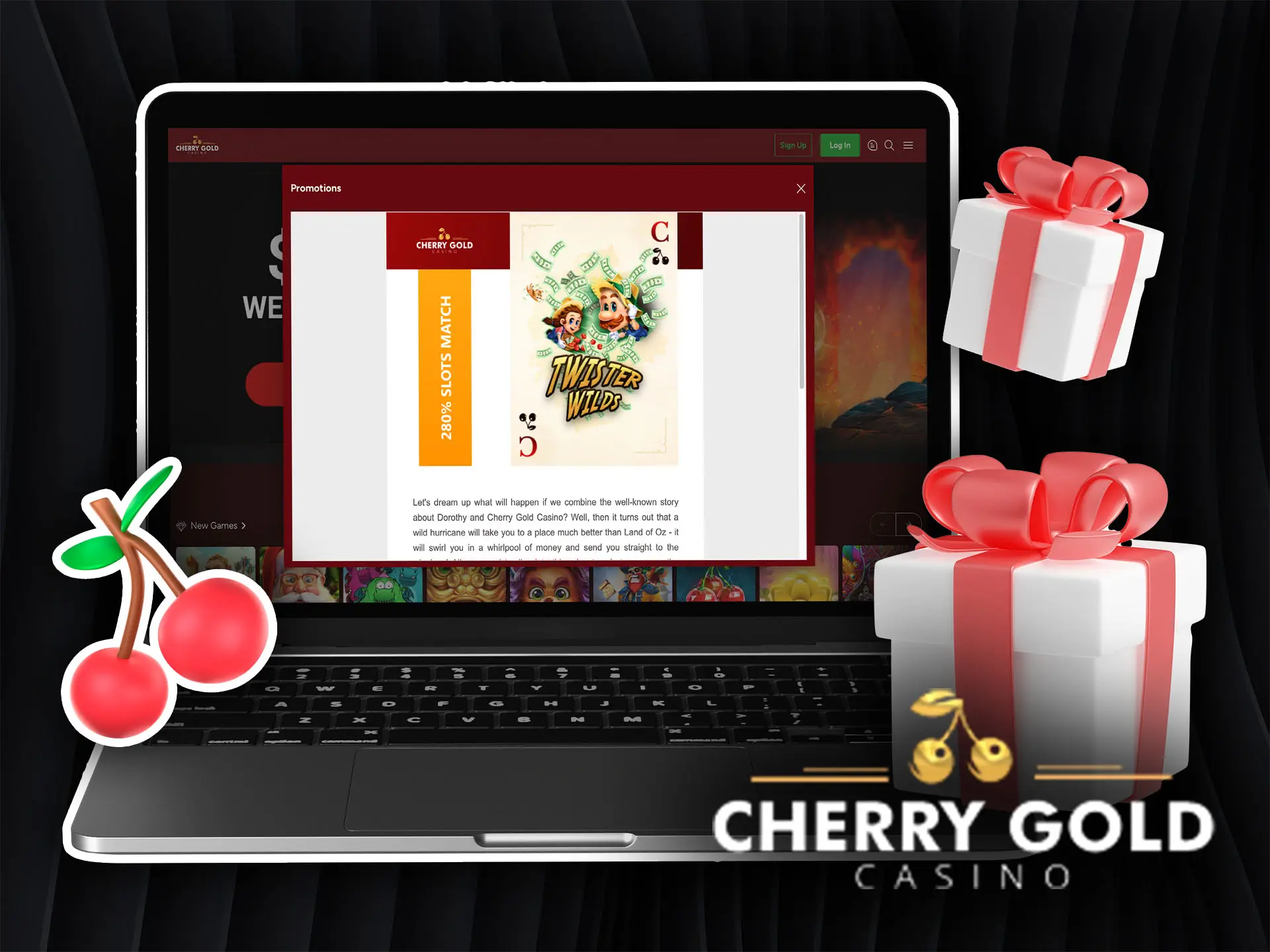 Bonuses for registration at Cherry Gold Casino.