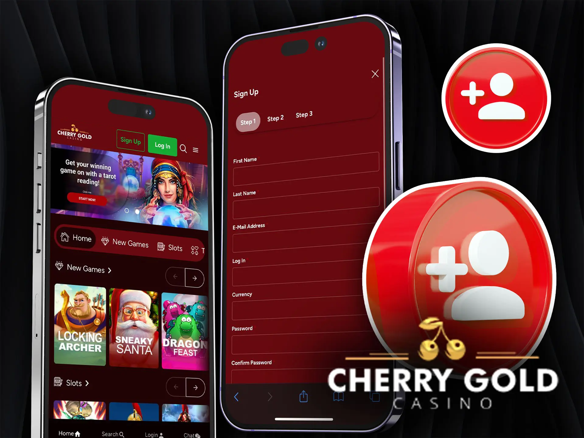 Registration in the mobile version of Cherry Gold Casino.