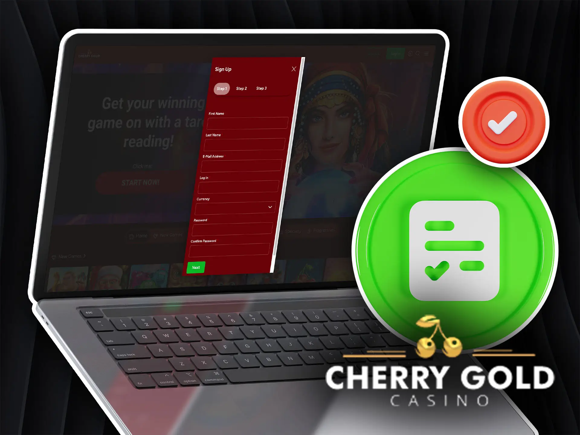 Recommendations for registering Cherry Gold Casino.